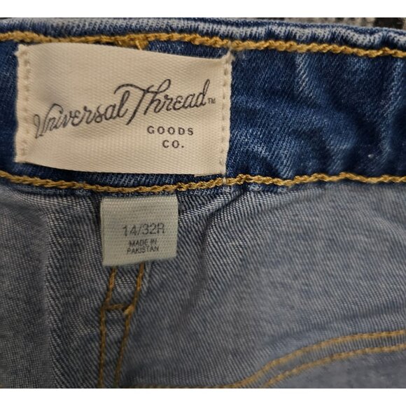 Universal Thread High-Rise Skinny Jeans Womens Size 14 Patchwork Detail Blue Den - Picture 8 of 13